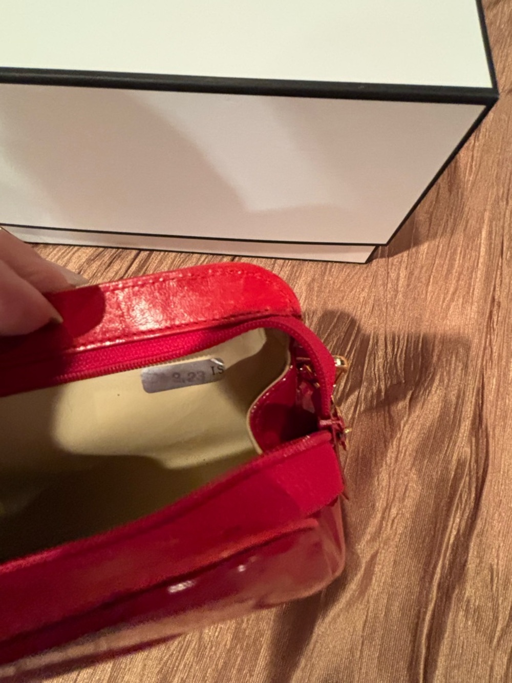 AUTHENTIC CHANEL Red Patent Leather Pouch Crossbody - Picture 6 of 8